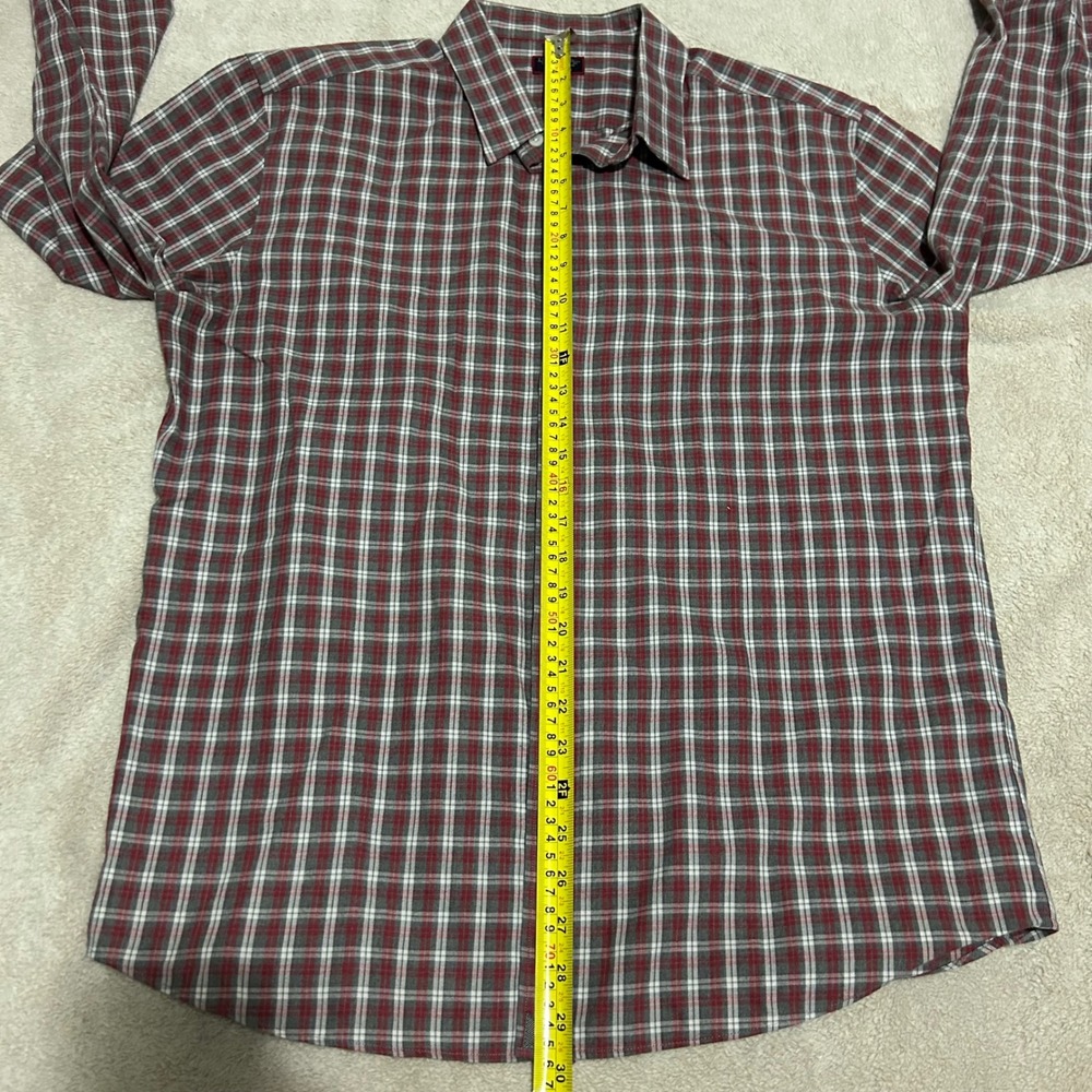 UNTUCKit Button Down Mens XL Red Grey Plaid Sauris Slim Fit‎ Wrinkle Free - Picture 6 of 8